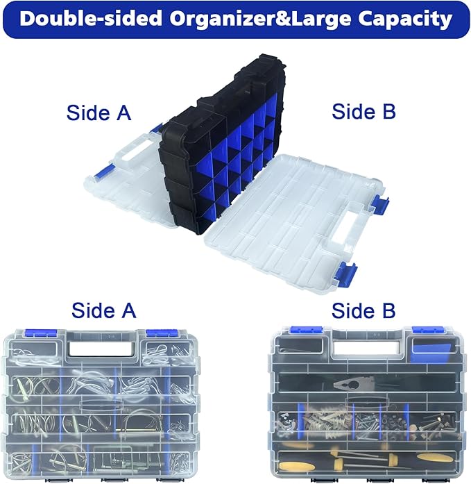 Tools Organizer Box Small Parts Storage Box 50-Compartment Double Side Hardware - Image 5