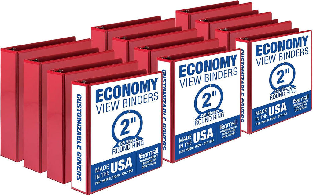 Samsill 2 Inch 3 Ring Binders, Made in USA, Economy Round Ring, 425 Sheet