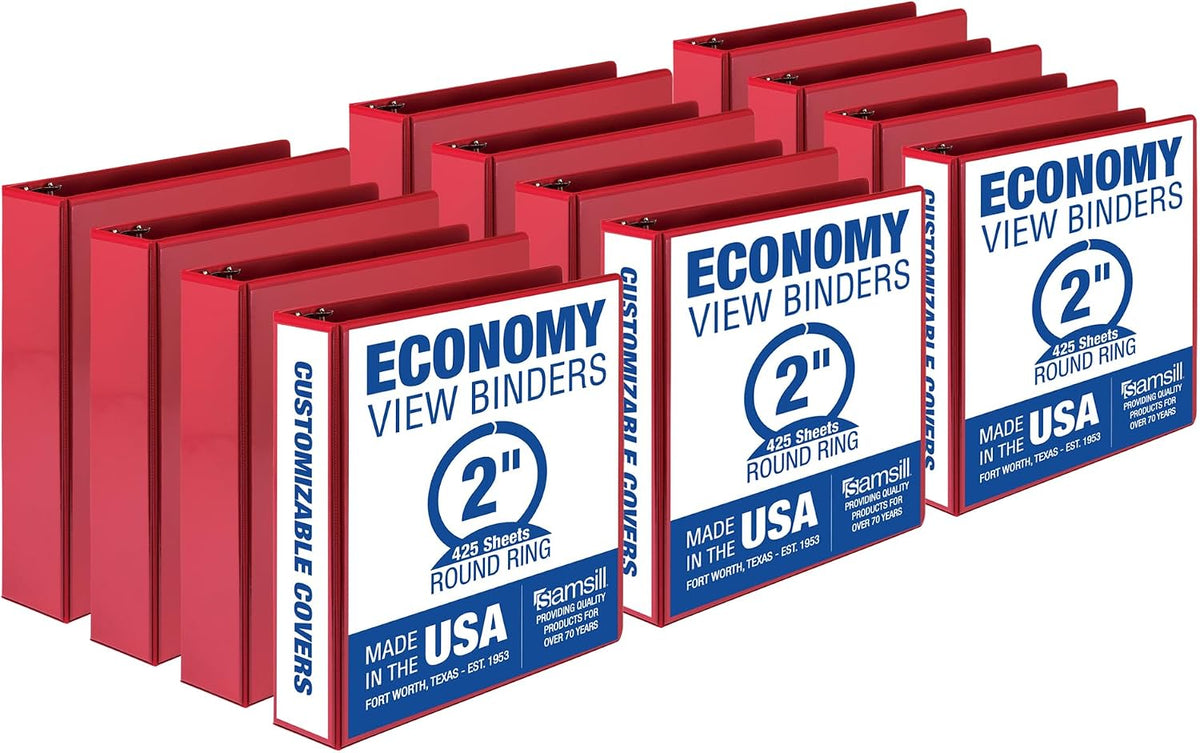 Samsill 2 Inch 3 Ring Binders, Made in USA, Economy Round Ring, 425 Sheet