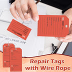 100 Pack Red Repair Tags with Wire Rope Service Repair Tags Numbered with Wire - Image 8