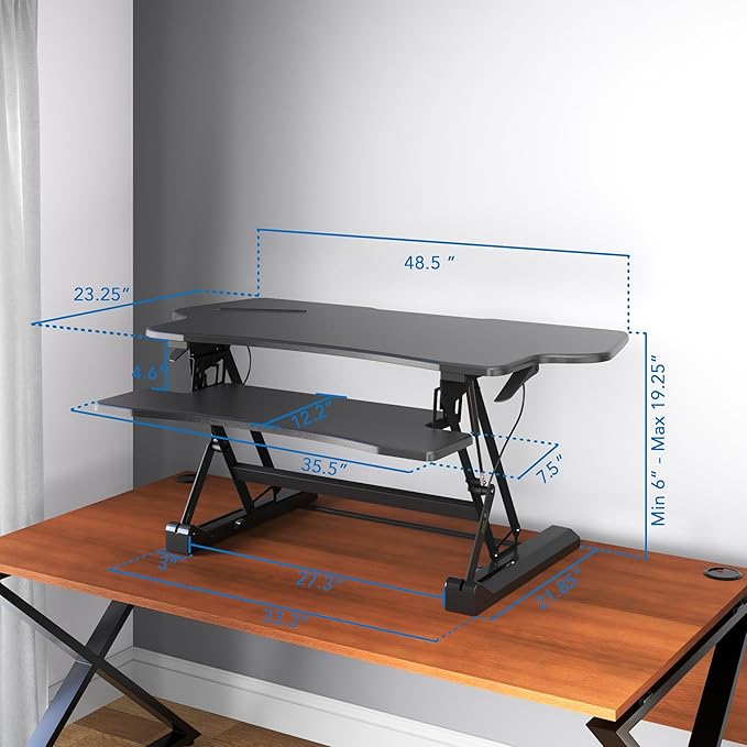 Mount-It! Standing Desk Converter, Height Adjustable from 6"–19.25", Extra - Image 8