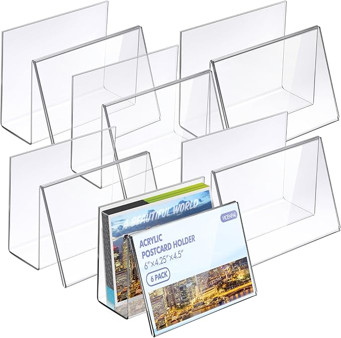 Crtiin 6 Pcs Clear Acrylic Postcard Holder Business Card Holder Greeting Card by Crtiin