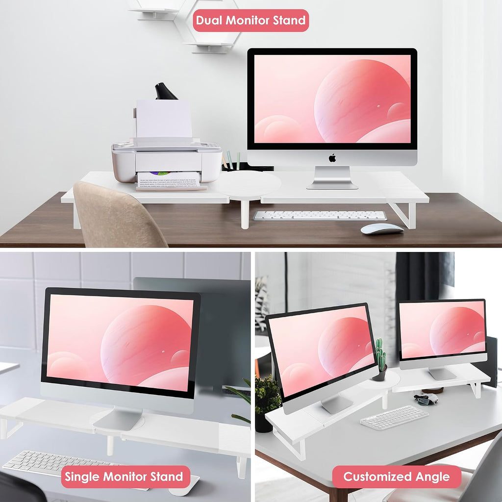 across-star dual-monitor stand for desk - large adjustable, side view