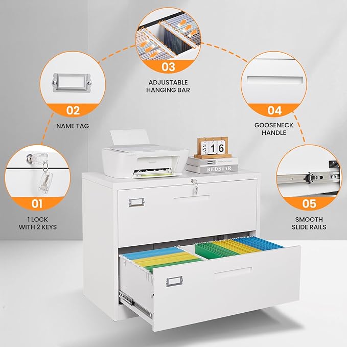 AFAIF 2 Drawer File Cabinets for Home Office, Metal Filing Cabinet - Image 6