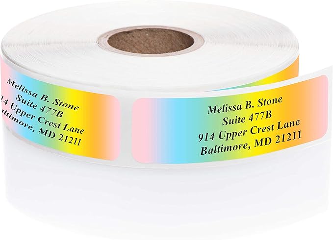 Cascading Rainbow Personalized Return Address Labels Without Dispenser by ArtisticDirect