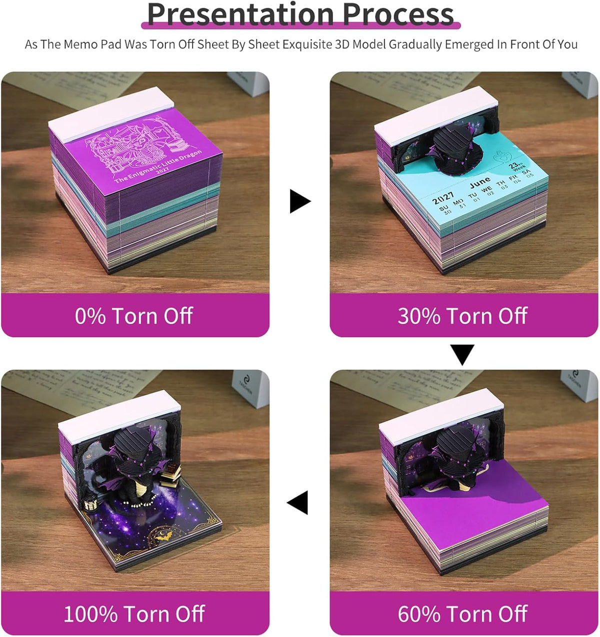 3D Memo Pad Time Piece Calendar 2027, 3D Calendar 2027