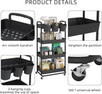 JIUYOTREE 4-Tier Plastic Rolling Storage Cart Utility Cart - Image 7