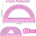 Hoiny 10 Pack Clear Protractor, 6 Inch Plastic Protractors, 180 Degrees - Image 2