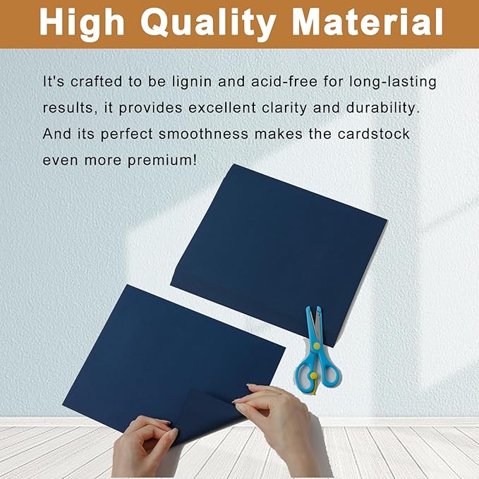 Silunkia 100 Sheets Navy Blue Cardstock 8.5 x 11 Scrapbooking Paper, - Image 4