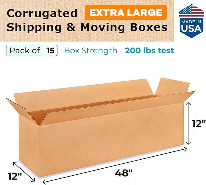 Extra Large Shipping & Moving Boxes 48"L x 12"W x 12"H - Image 2