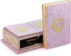 ihvan online, The Holy Arabic Quran Gift Set, Book Stand Holder, Desktop Quran Holder, Rehal, Velvet Covered Chest Rihal, Decorative Islamic Gifts for Muslims, Pink