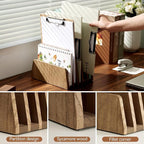 KIRIGEN Wooden Desk Mail Organizer 5 Slots File Paper Holder Desktop Wood - Image 4