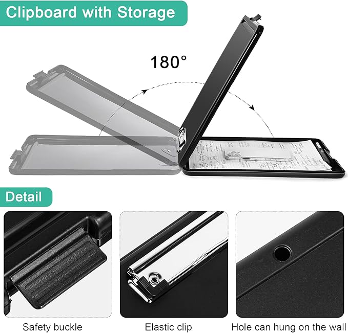 Geyee 16 Pcs Clipboard with Storage Plastic Foldable Nursing Clipboard Storage - Image 3