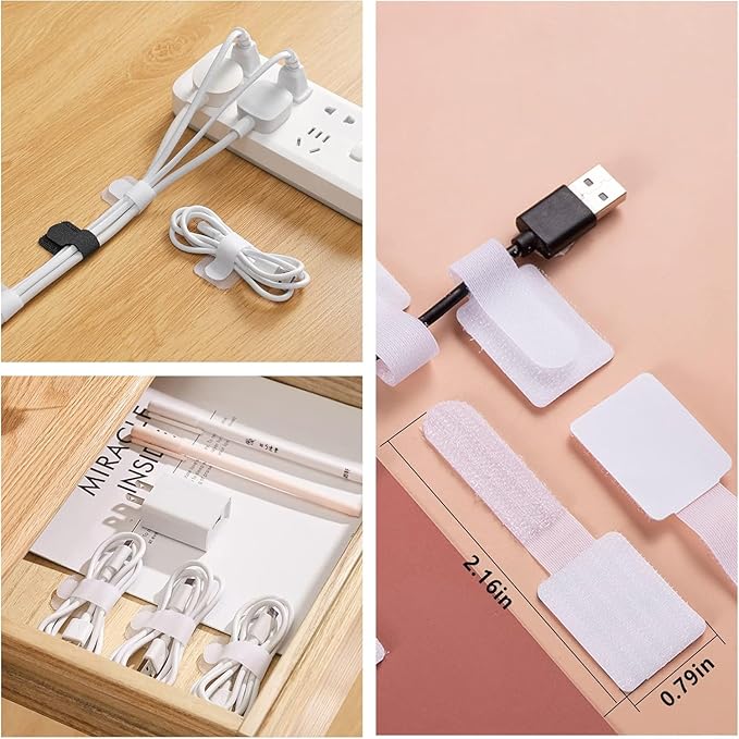 ELII 300PCS Cable Management Kit, 4 Cable Sleeve 35 Cable Clips - Image 3