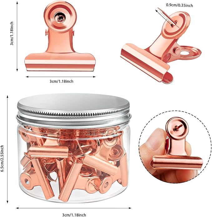 30 Pieces Push Pins Clips Rose Gold Thumb Tacks - Image 3