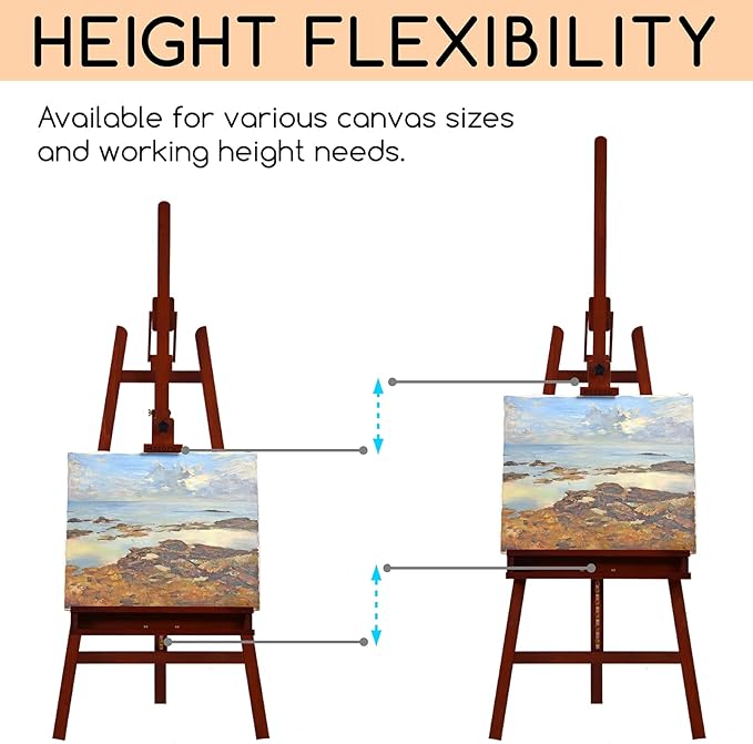 MEEDEN Walnut Large Painters Easel Adjustable Solid Beech Wood Artist Easel - Image 5