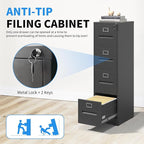 Yukimo 4 Drawer File Cabinet, Vertical File Cabinet - Image 5