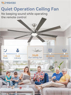 zmishibo 72” modern ceiling fan with light, remote, side view