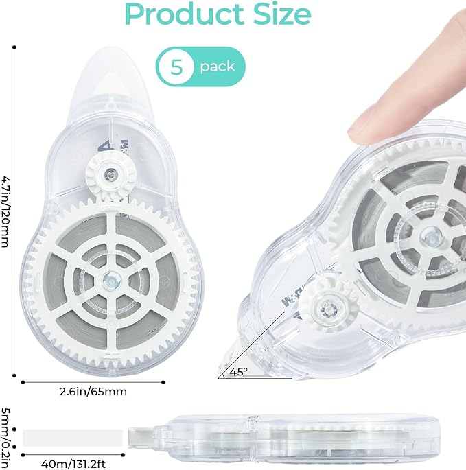 M&G 5 pack Correction Tape，131.2 Feet correction tape, Total 656FT/200M - Image 4