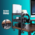 Yuxh Clamp On Desk Shelf 2 Tier Cilp Under Table Organizer, 15 inch - Image 5