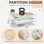 Harloon 4 Tier Acrylic Paper Tray 13 x 10 x 1.7 Inches Stackable Letter Clear - Image 2