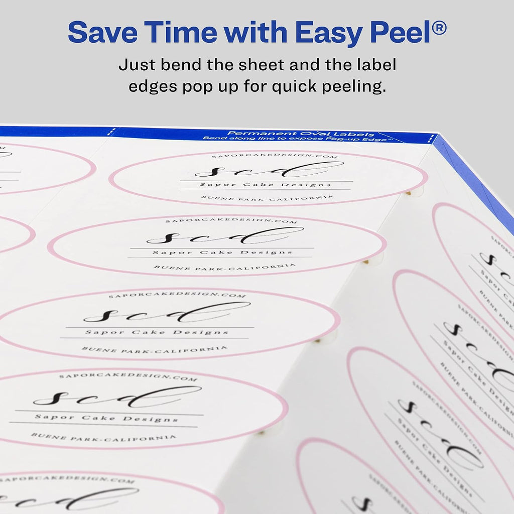 Avery Printable Blank Oval Labels, 1.5" x 2.5", Glossy White, 180 Customizable Labels (22804)