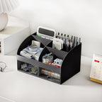Desk Organizer with 6 Compartments and 2 Drawers, Plastic Makeup Organizer - Image 6