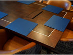 Dacasso 17" x 14" Navy Blue Leatherette Luxury Conference Table Pad - Image 5