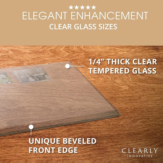 Clearly Innovative Premium Tempered Glass Desk Pad | 20" x 30" Desk Protector | - Image 6