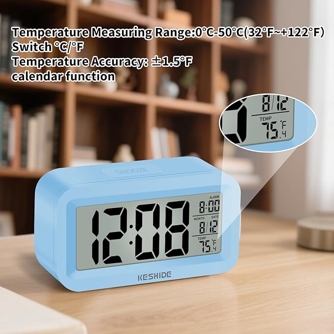 KESHIDE Travel Digital Alarm Clock Battery Operated - Image 4