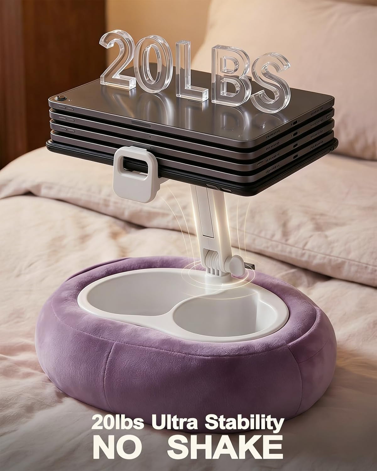 Miledi Tablet Pillow Stand for Bed with 360° Rotating Holder, Purple