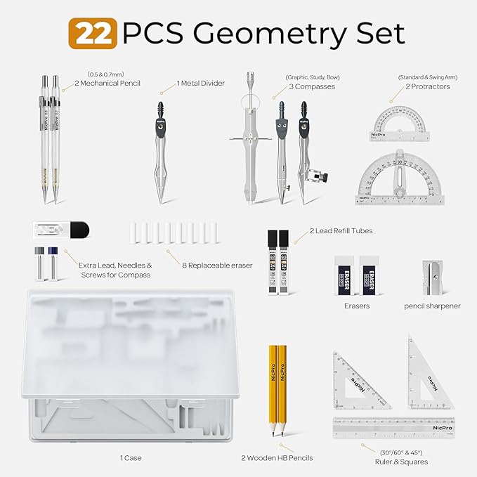 Nicpro 22 PCS Compass Geometry Tools - Image 2