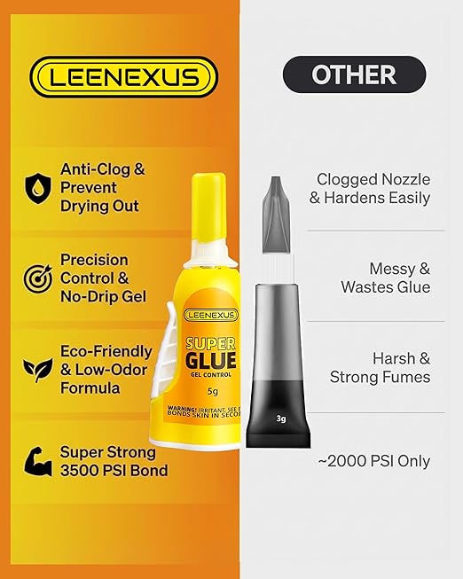 LEENEXUS Super Glue Gel Precision Control, 5ML【Dual Molecular Interlock】 Clear - Image 7