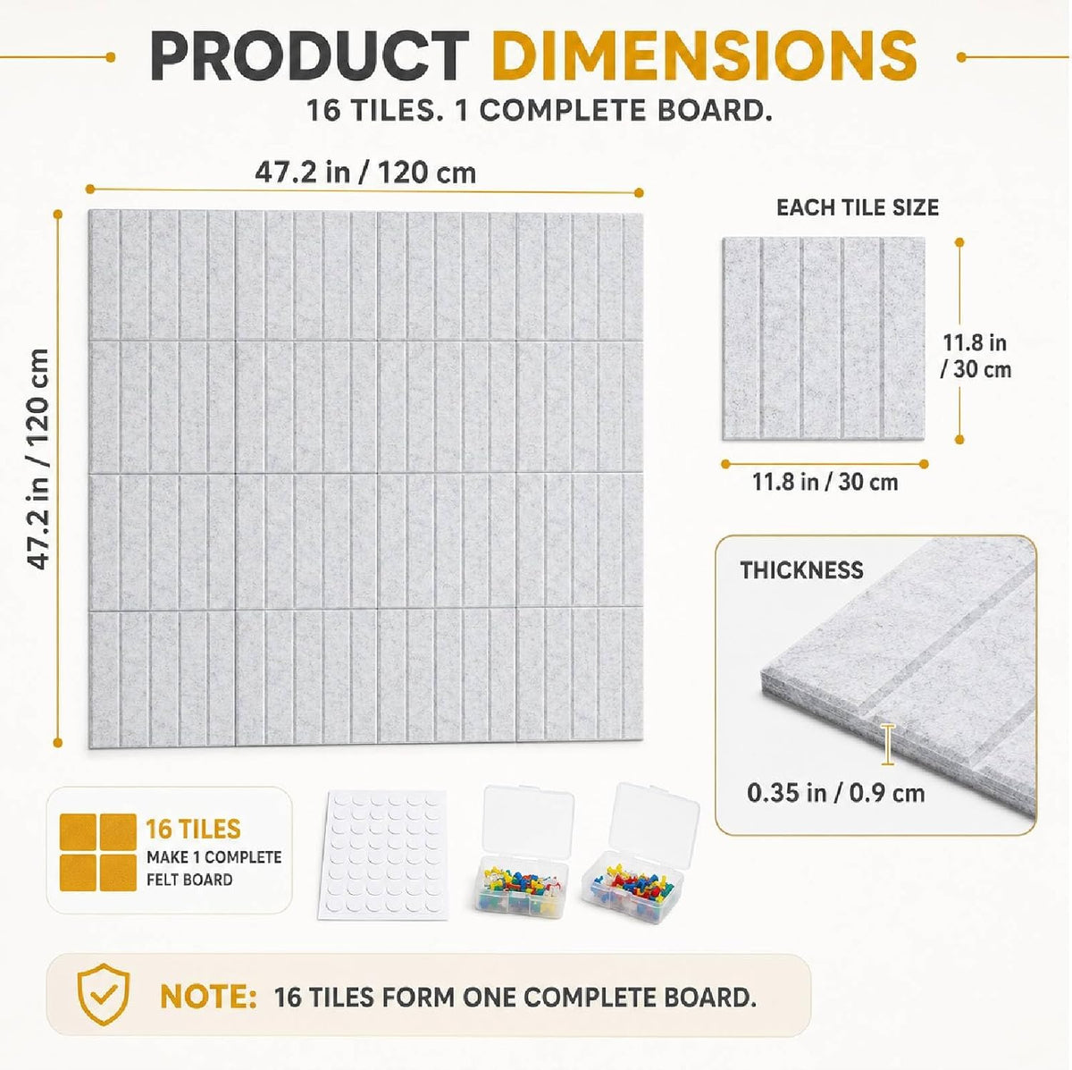 16 Pack Large Felt Bulletin Board & Cork Boards Alternative, 48"x48&...