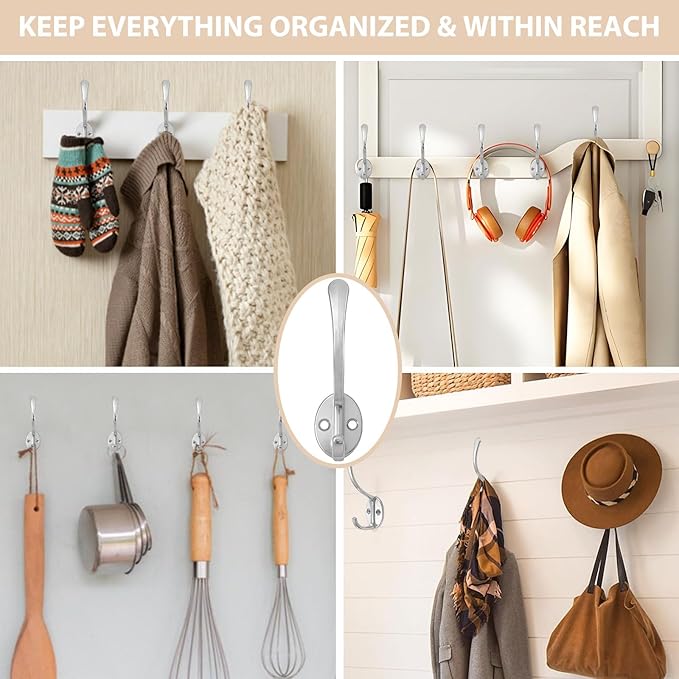 Homanu 14 Pack Coat Hooks Wall Mounted - Image 2