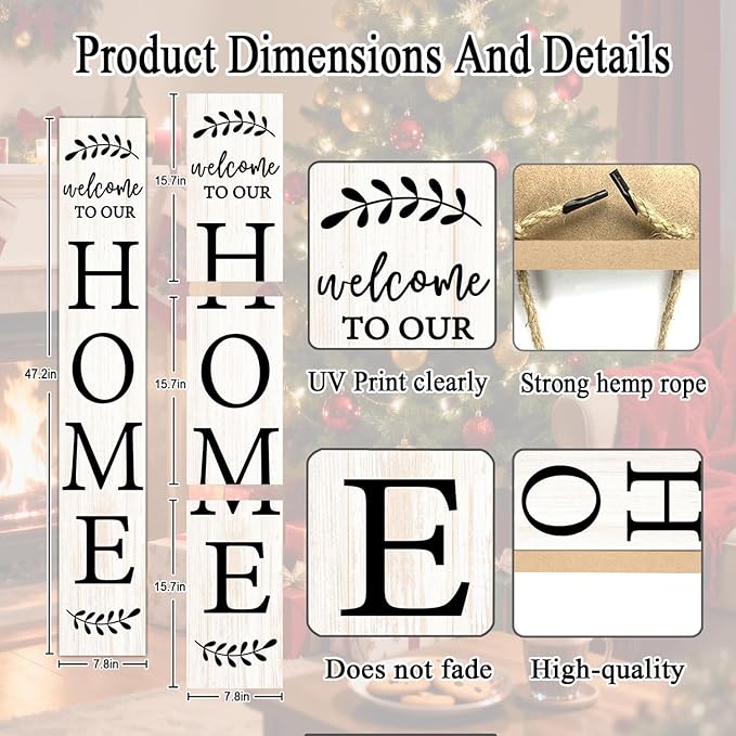 Welcome Sign for Front Porch, Farmhouse Vertical Outdoor Porch Decorations for - Image 4