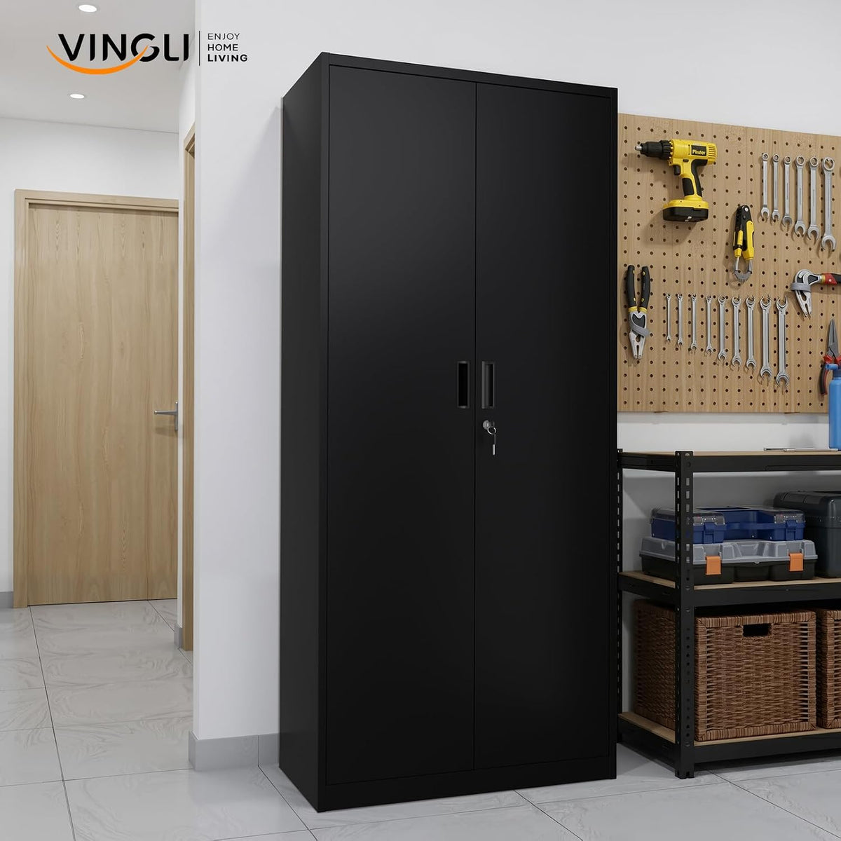 vingli metal garage storage cabinet with 2 doors, view 9