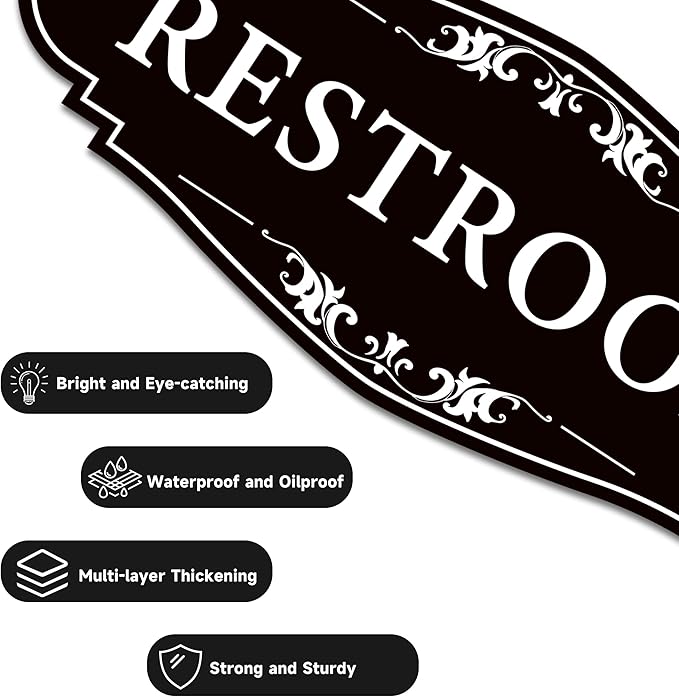 Restroom Sign for Business and Home，Self-adhesive Unisex Bathroom Sign - Image 3