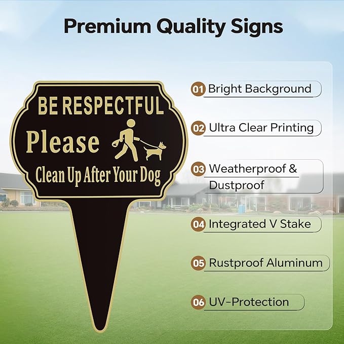 2 Pack Clean Up after Your Dog Signs Pick Up After Your dog sign 13.6"x9.6" - Image 2