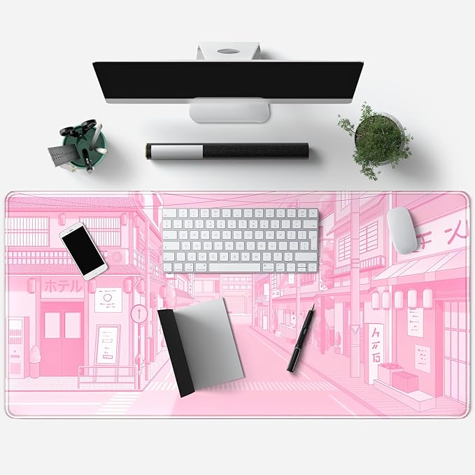 Pink Desk Mat Tokyo Street Desk Mat Anime Japanese Mouse Pad XL Kawaii Large - Image 3