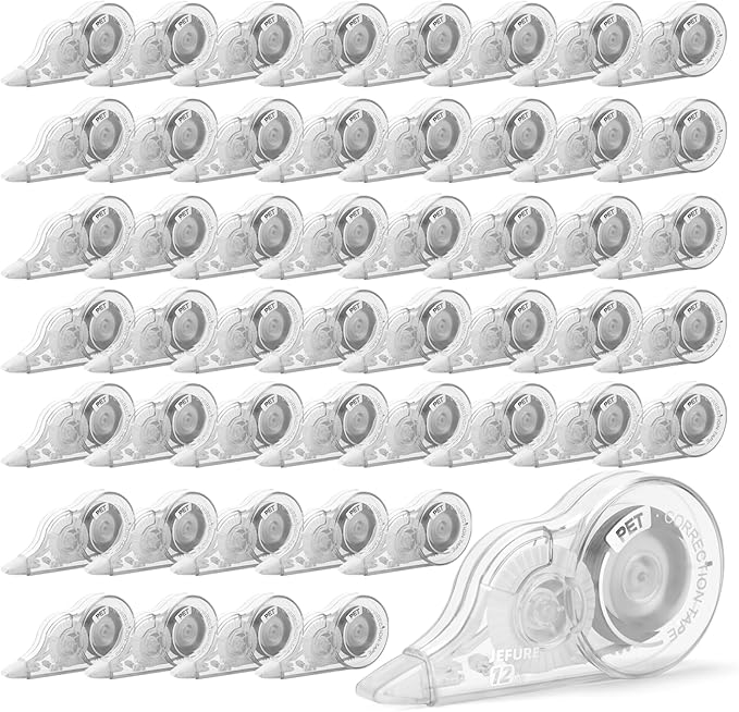 JEFURE 50 Pcs Correction Tape, 39.4 Ft White Wrong Out Tear-Resistant Bulk by JEFURE
