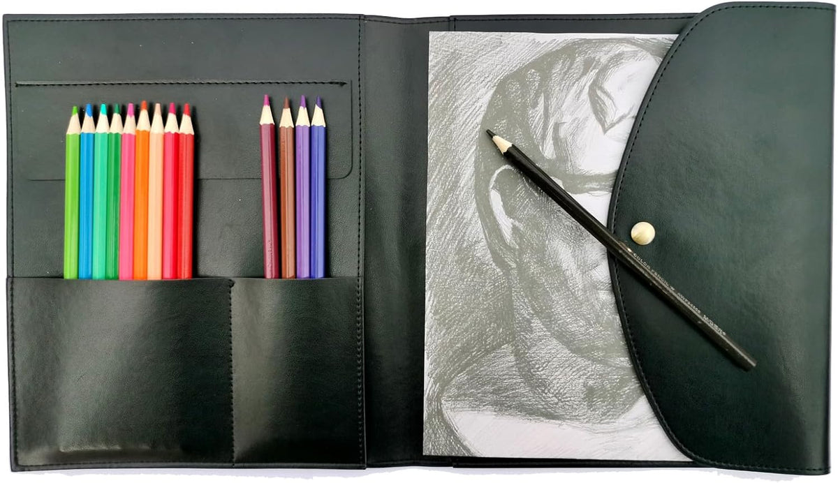 sketchbook cover with pencil holder, artist sketchbook leather, main product view