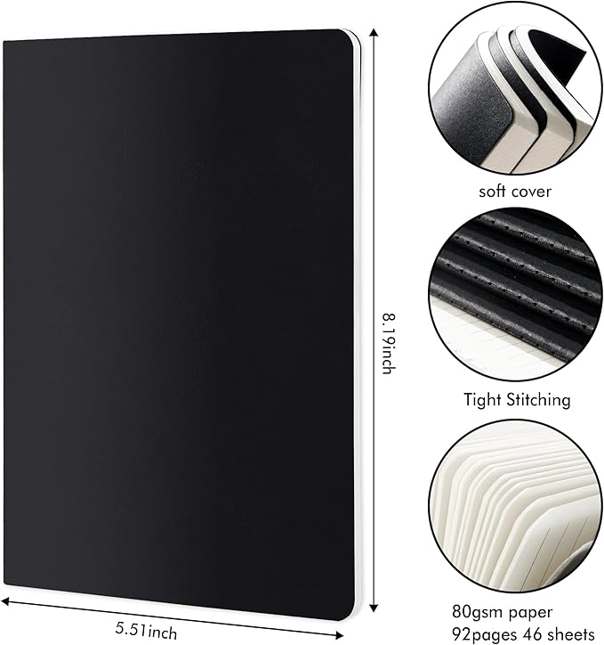 8 Pack Soft Cover Journal Bulk, Feela Notebooks College Ruled - Image 2