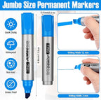 Fuutreo 10 Pack Jumbo Permanent Markers Bulk Large Chisel Tip Permanent Markers - Image 3