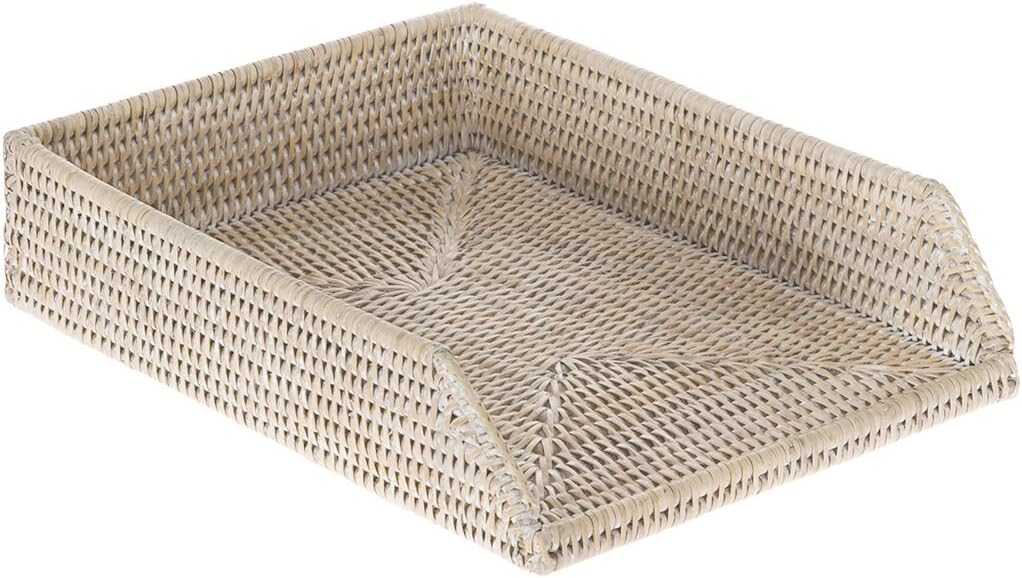KOUBOO La Jolla Rattan Stackable Letter Tray, Paper Organizer, File Tray, Pap...