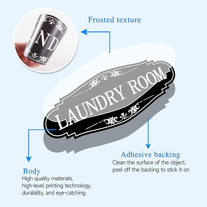 Laundry Room Door Sign for Business and Home，Self-adhesive Waterproof Cute - Image 3