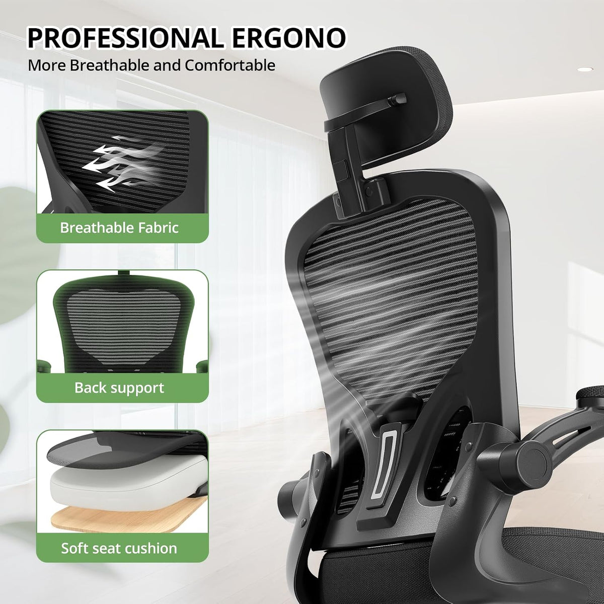 office chair ergonomic desk chair, 330lbs capacity, high, package contents