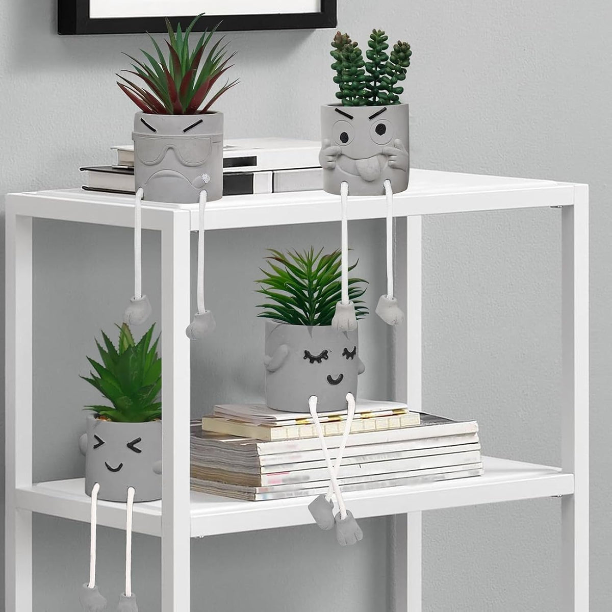 MAKHOT Artificial Succulents Potted Plant Set, Faux Succulents Office Decorat...