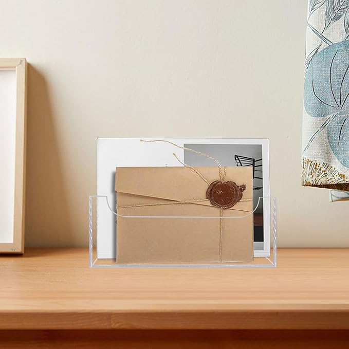 Mail Holder for Table, Acrylic Letter Holder Box for Desk or Wall Mount - Image 2