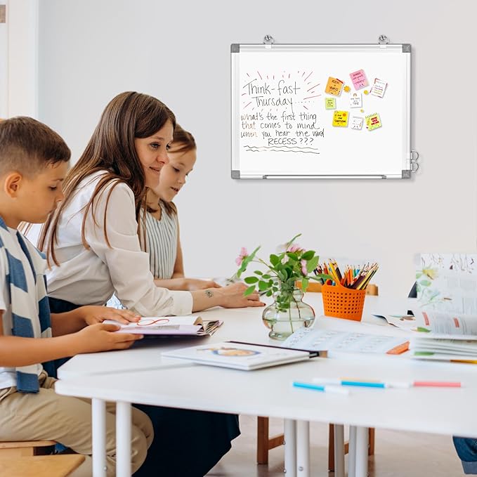 AMUSIGHT Dry Erase Board White Board, Hanging Mounted Whiteboard Silver - Image 7